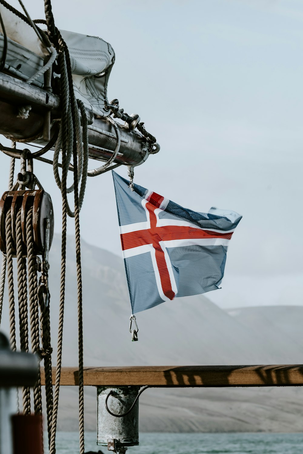 blue and red with cross flag