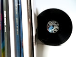 vinyl record on white desk