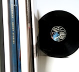 vinyl record on white desk