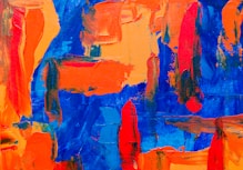 blue and orange abstract canvas painting