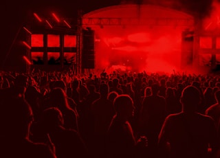 people inside concert ground at night