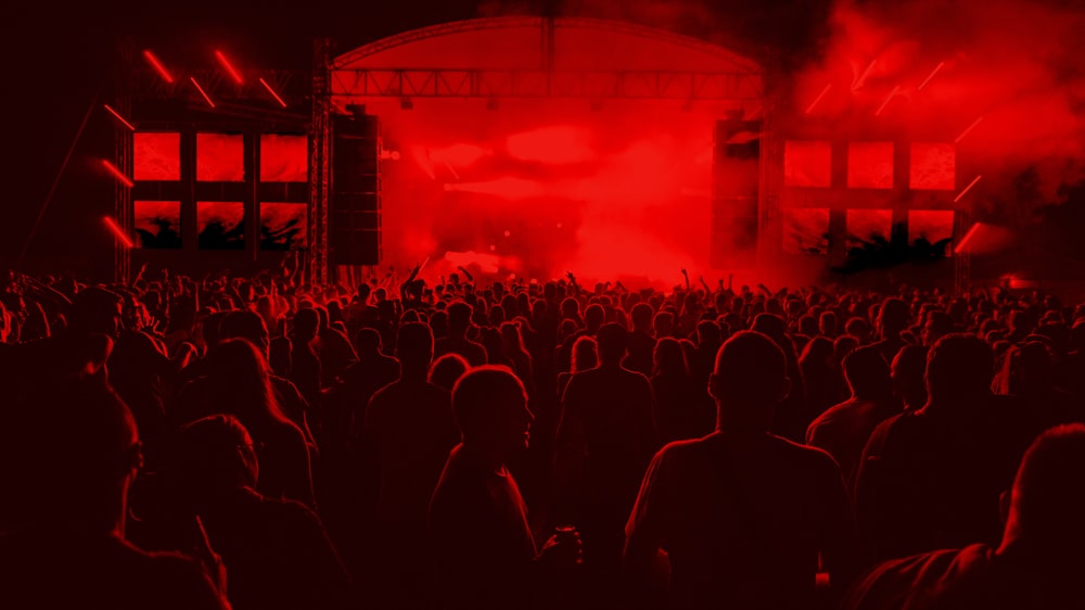 people inside concert ground at night