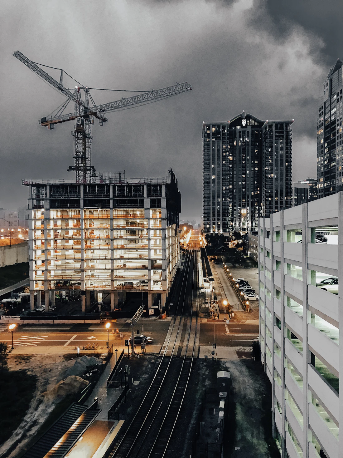 Structural frame during construction