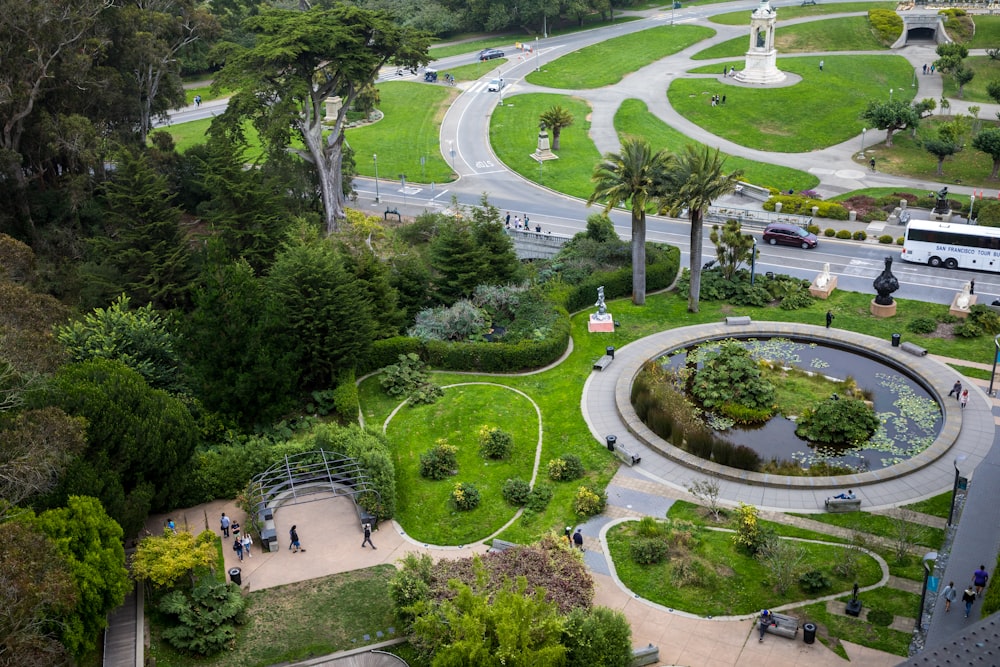 high angle photo of park