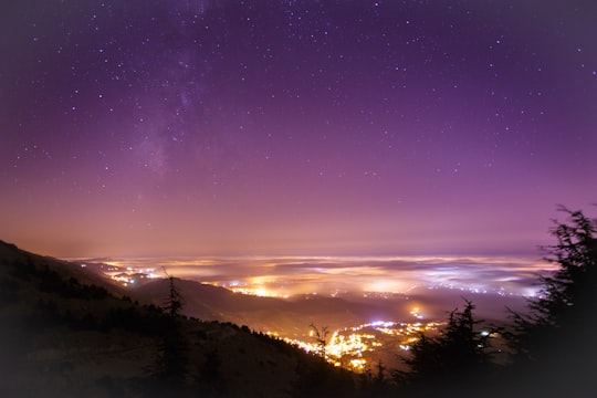 aerial view of city lights during night time in Mount Lebanon Governorate Lebanon