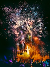 crowd of people watching fireworks display