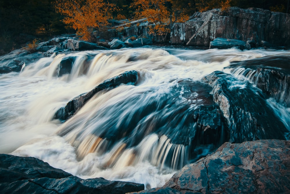 time-lapse photo of waterfalls