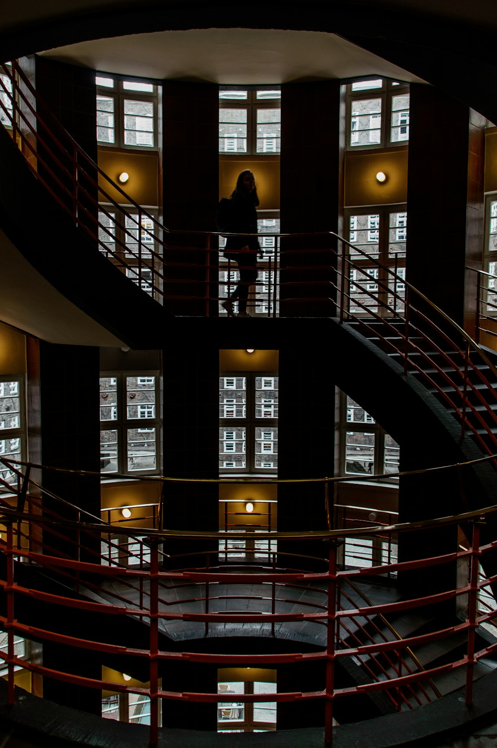 brown metal stair rail