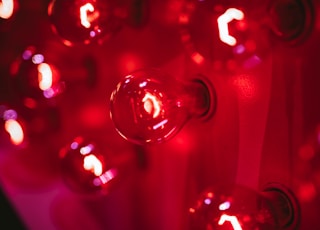 selective photo of red bulb lights