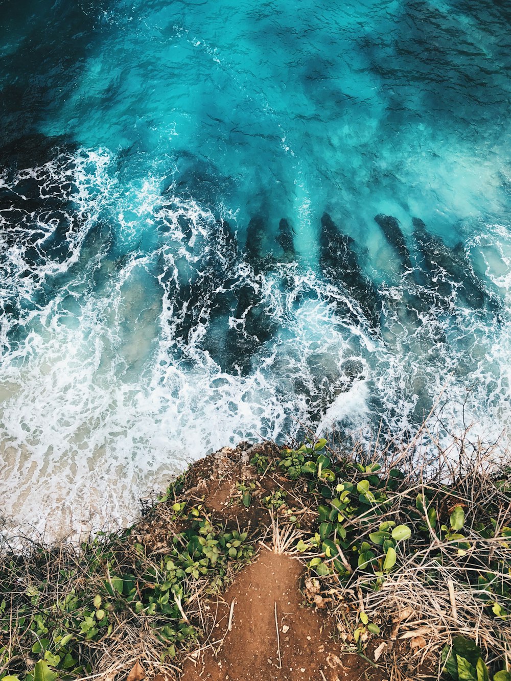 an aerial view of a body of water