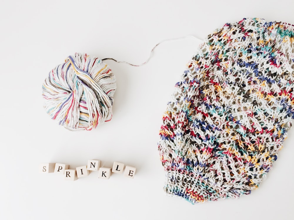 multicolored yarn roll