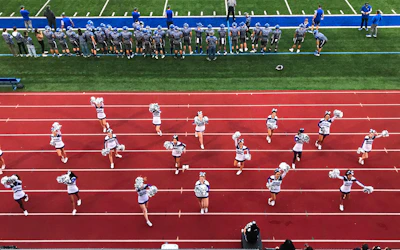 Teams lined up on the competition floor, ready to perform.