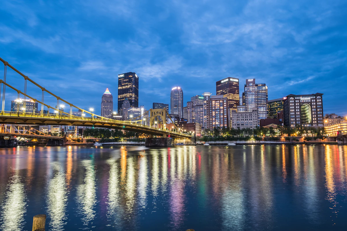 Downtown Pittsburgh skyline and rivers