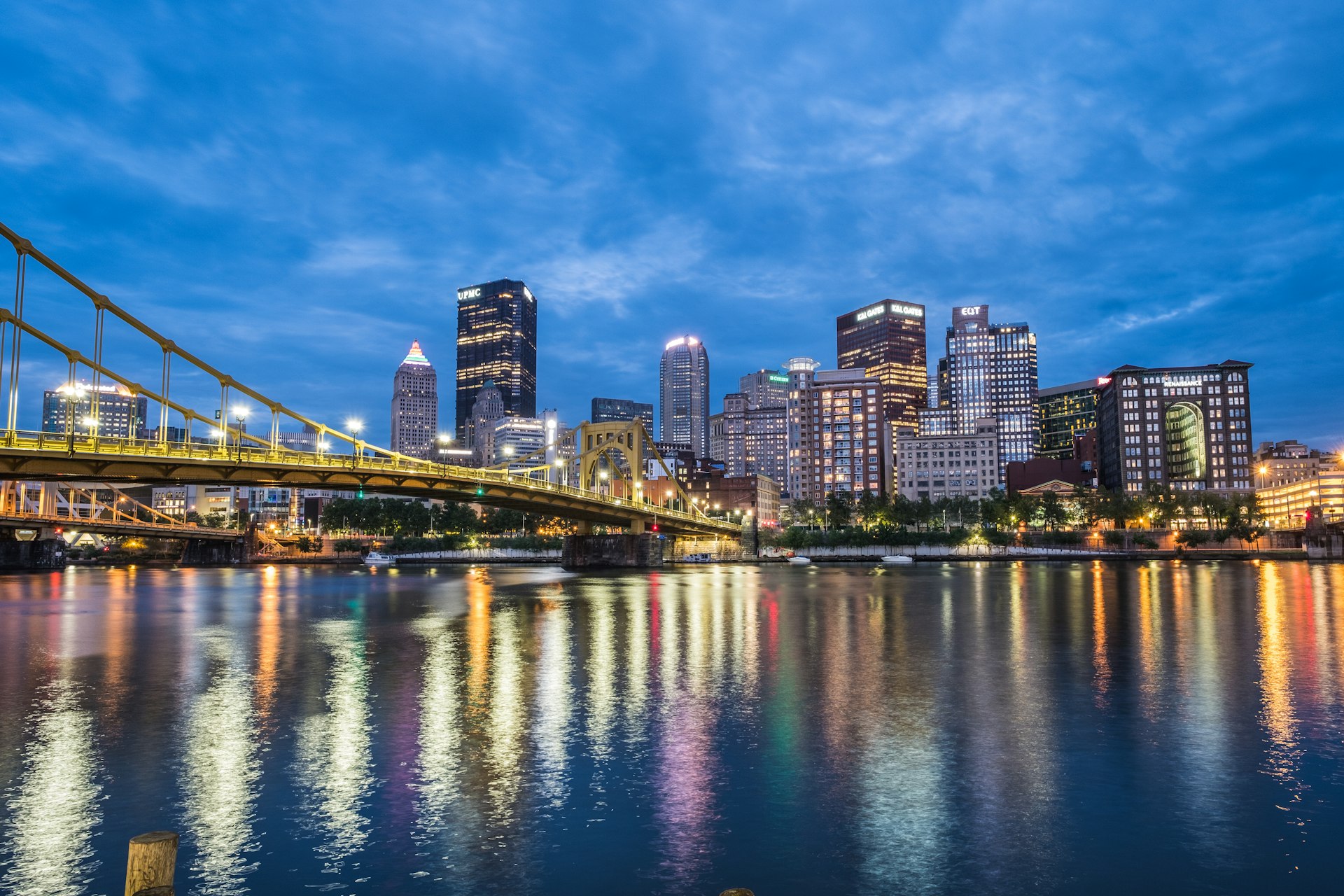 Pittsburgh skyline at dusk
