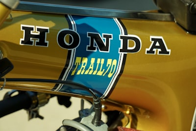 a close up of a motorcycle with the words honda on it
