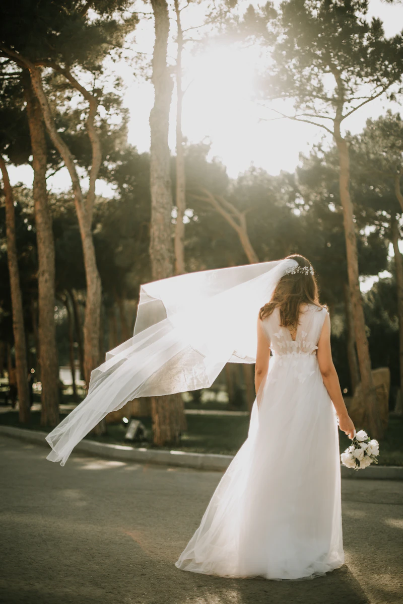 Stock photo: contemporary bridal silhouette on minimal backdrop — modern column direction C (illustrative only)