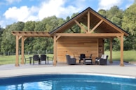 patio bistro set beside pool