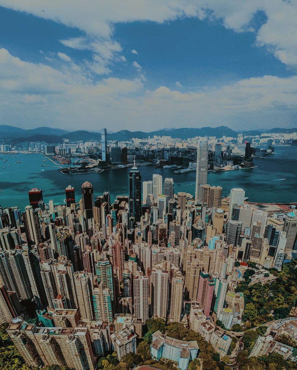 aerial view of city buildings