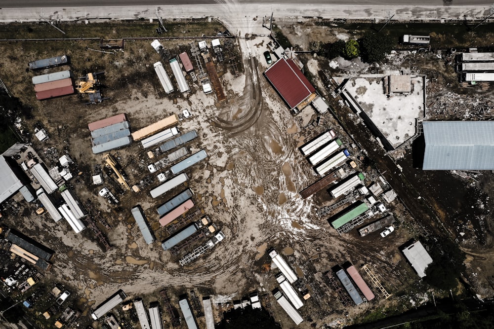 aerial photo of intermodal containers