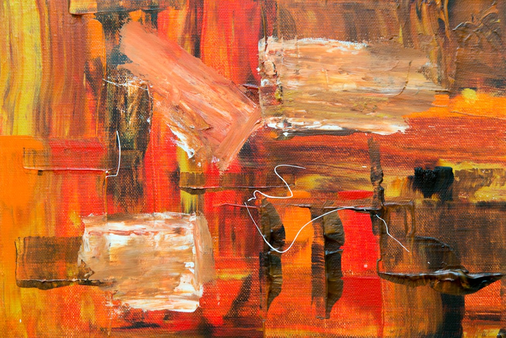 red and yellow abstract painting