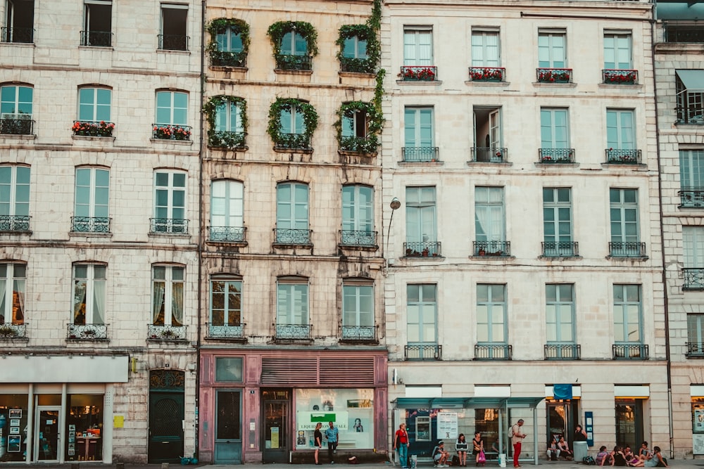 white concrete buildings with windows