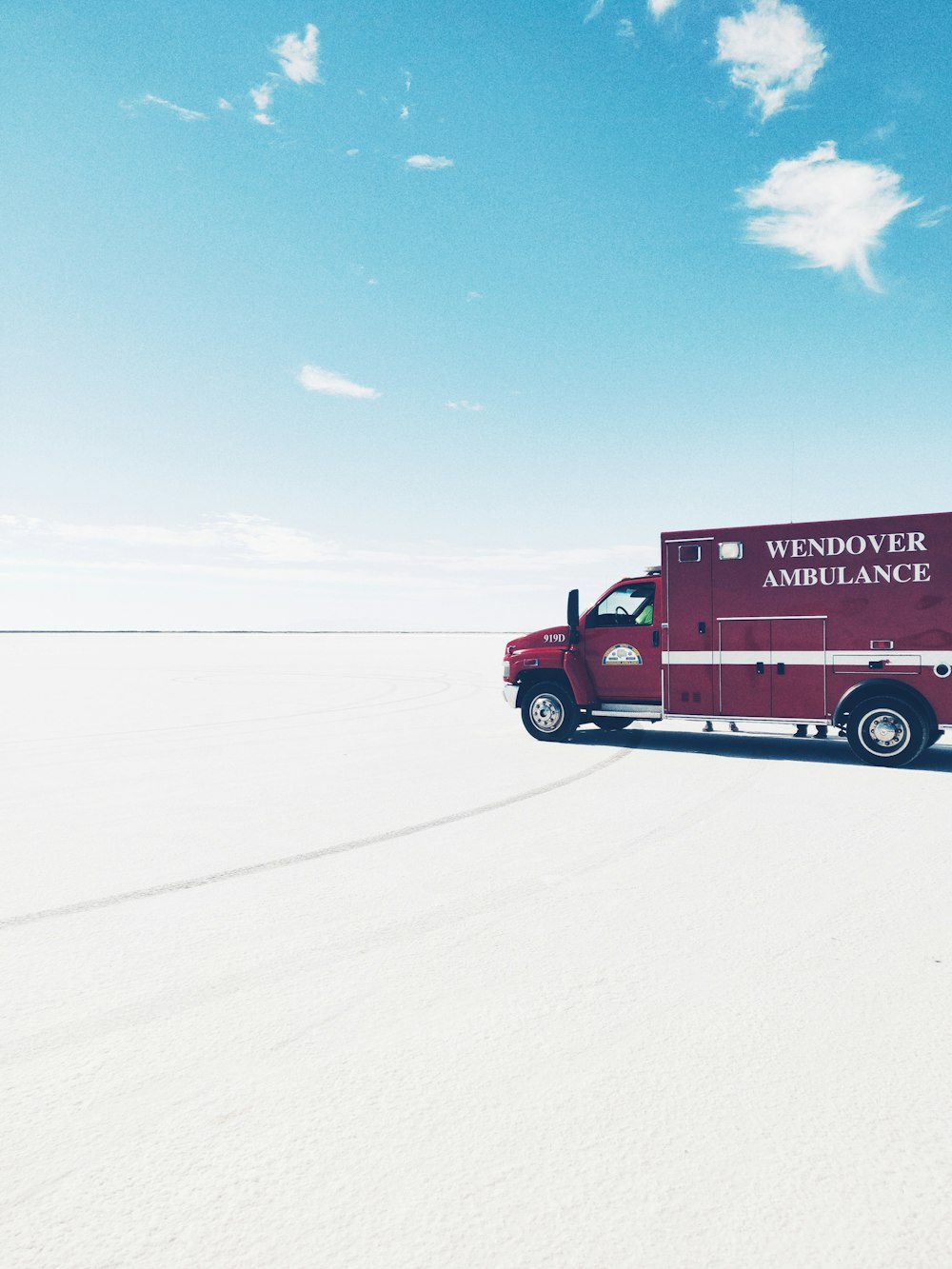 red truck on road