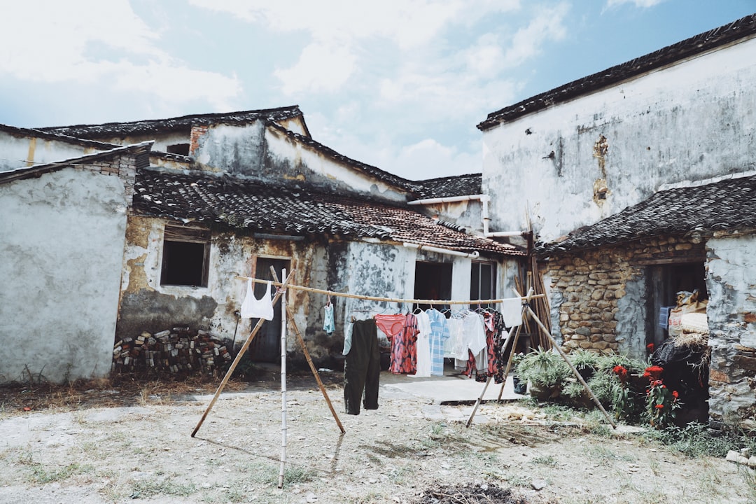 hanged clothes near houses