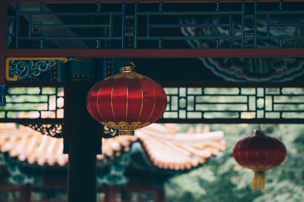 red and gold lantern decor