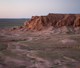 bird's eye view of brown mountain