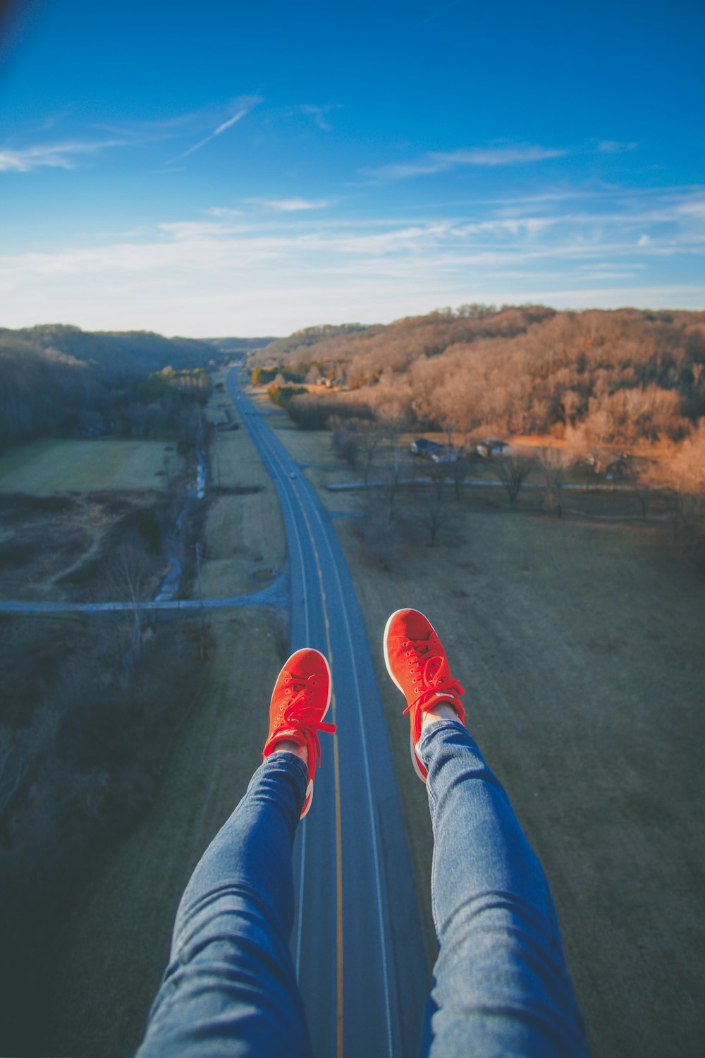 person wearing red shoes