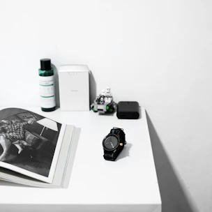 Selection of premium promotional products displayed neatly on a sleek office desk.