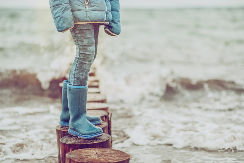 pair of blue boots