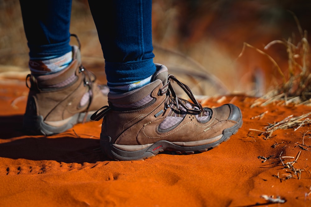 brown hiking boots