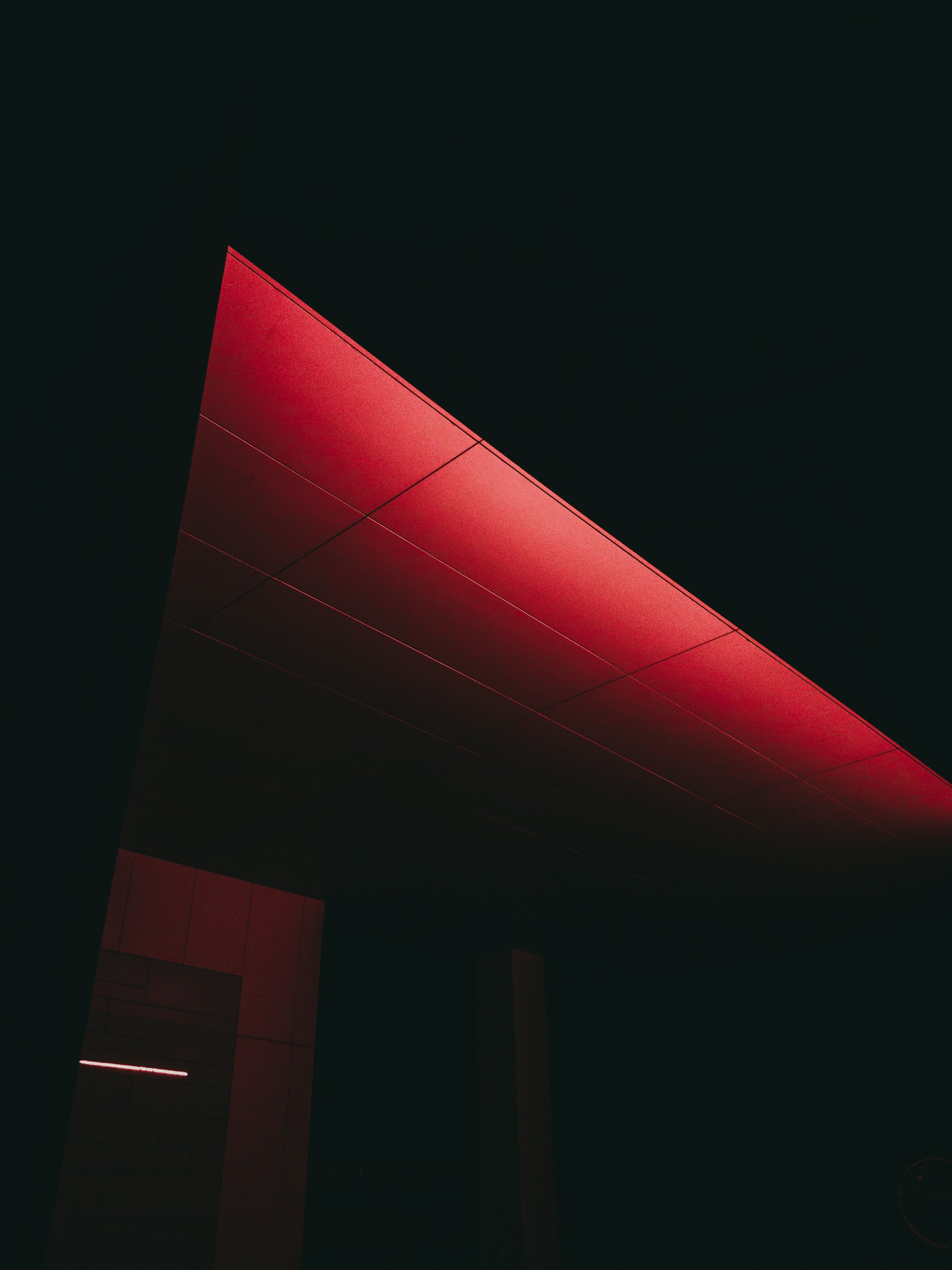 red lightened ceiling