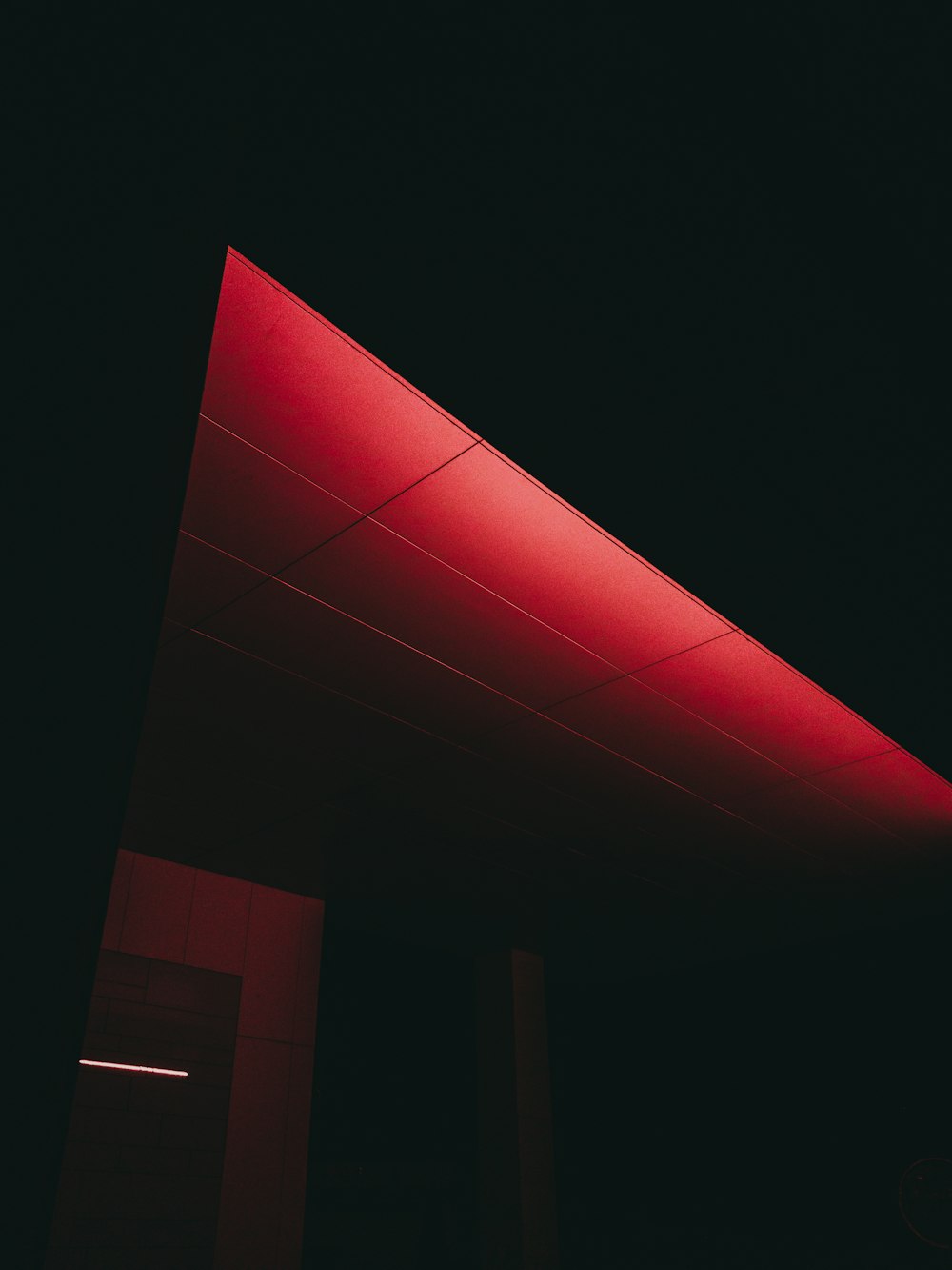 red lightened ceiling
