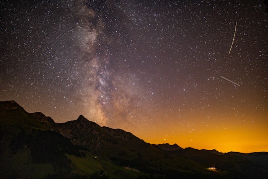 galaxy and mountain top in Gurnigel Pass Switzerland