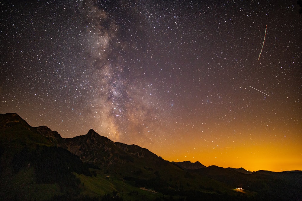 galaxy and mountain top