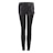 Black leather pants featuring a fitted design with a belt detail at the waist. The material has a shiny finish, giving it a sleek and stylish appearance.