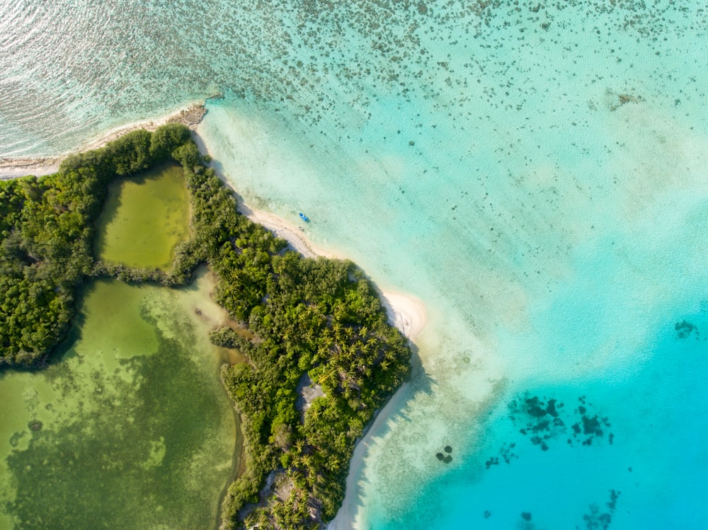 aerial photography of green island