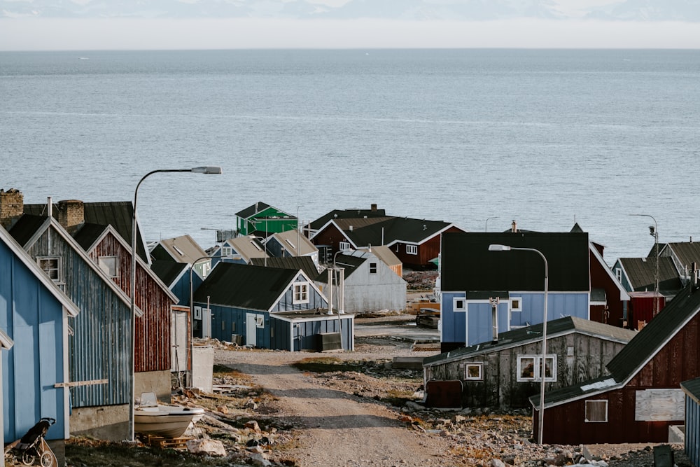 multicolored houses beside ocean