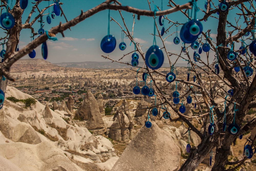 bare three with evil eye ornaments