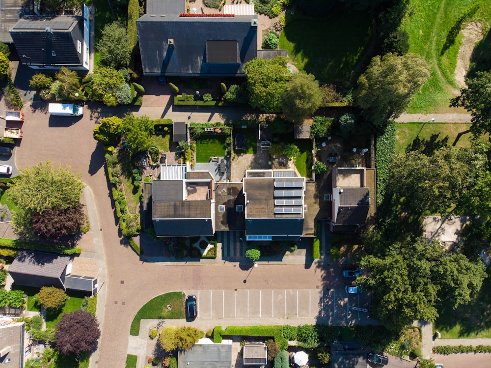 aerial photography of brown houses