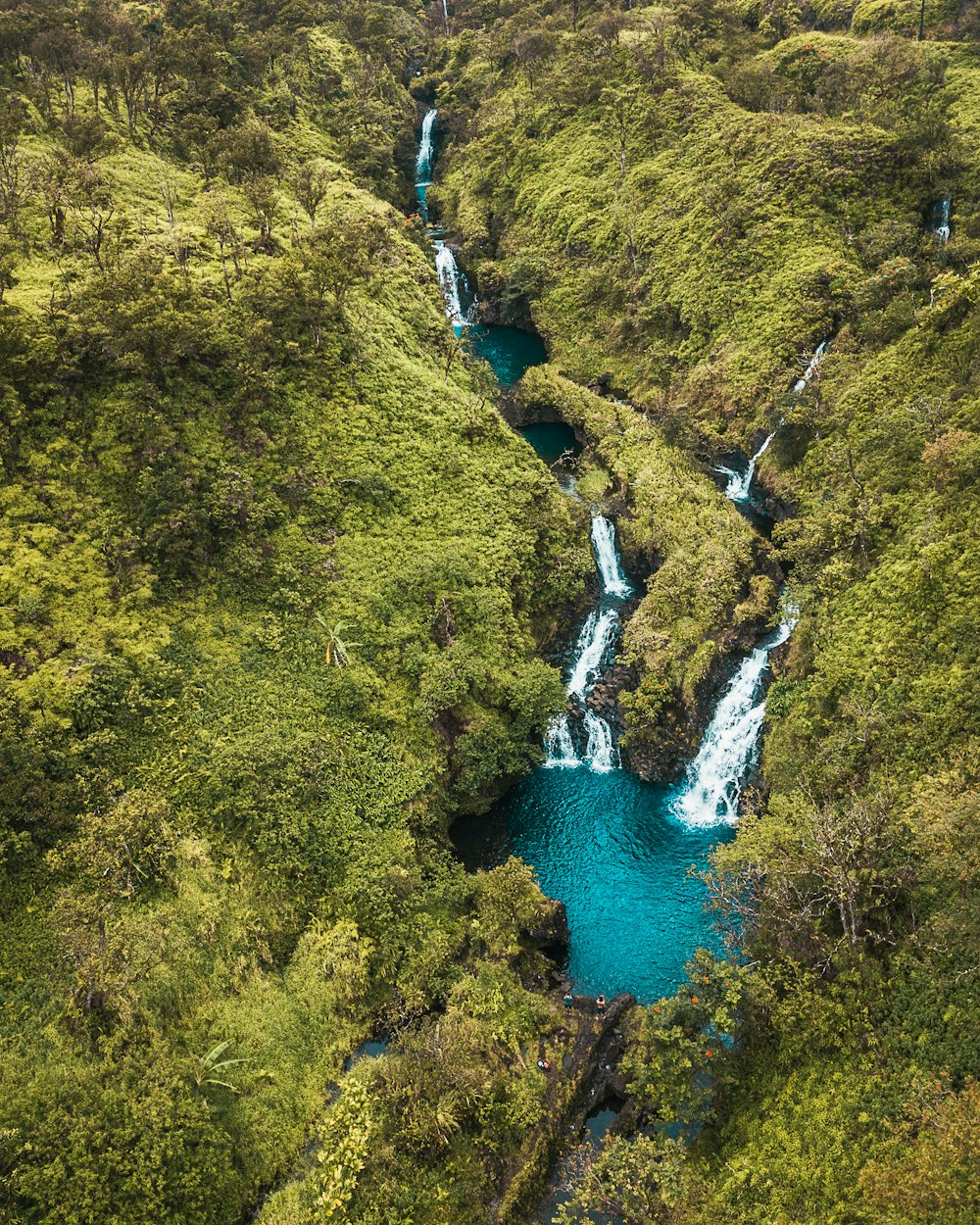 Fotografía aérea de cascadas