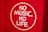 A red background features a white circle with the phrase 'NO MUSIC, NO LIFE' written in bold, white letters.
