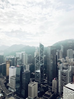 An aerial view of a vibrant city skyline representing growth.