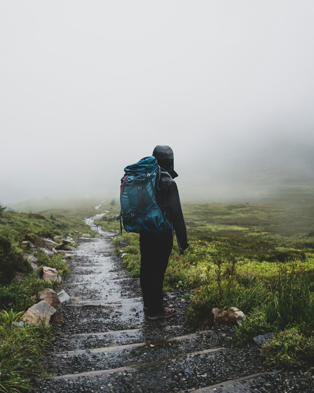 green hiking bag