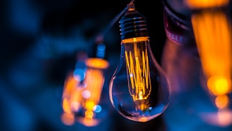 selective focus photography of clear light bulb