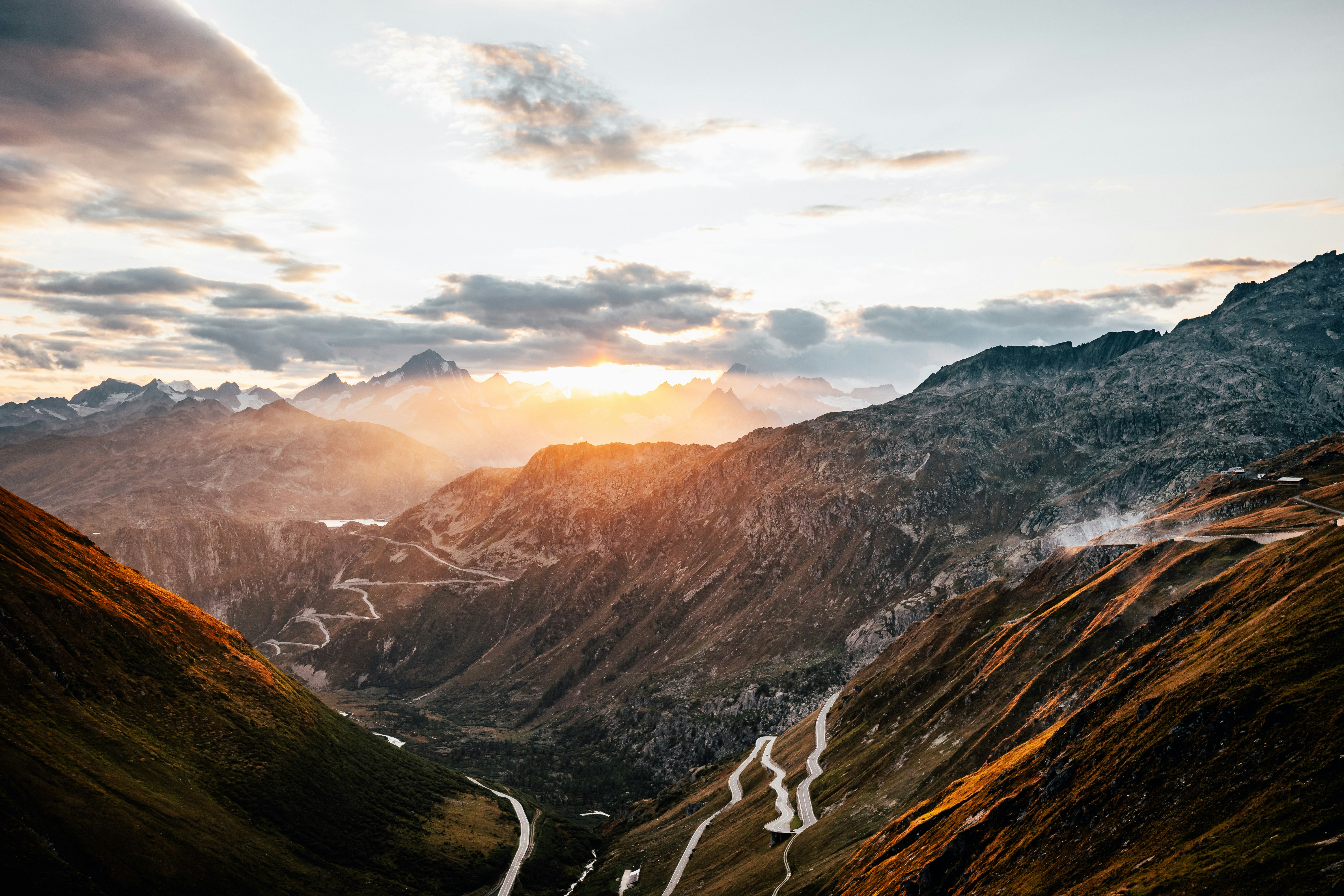 On top of the Furka mountain pass in switzerland you see beautiful sunsets almost every day.