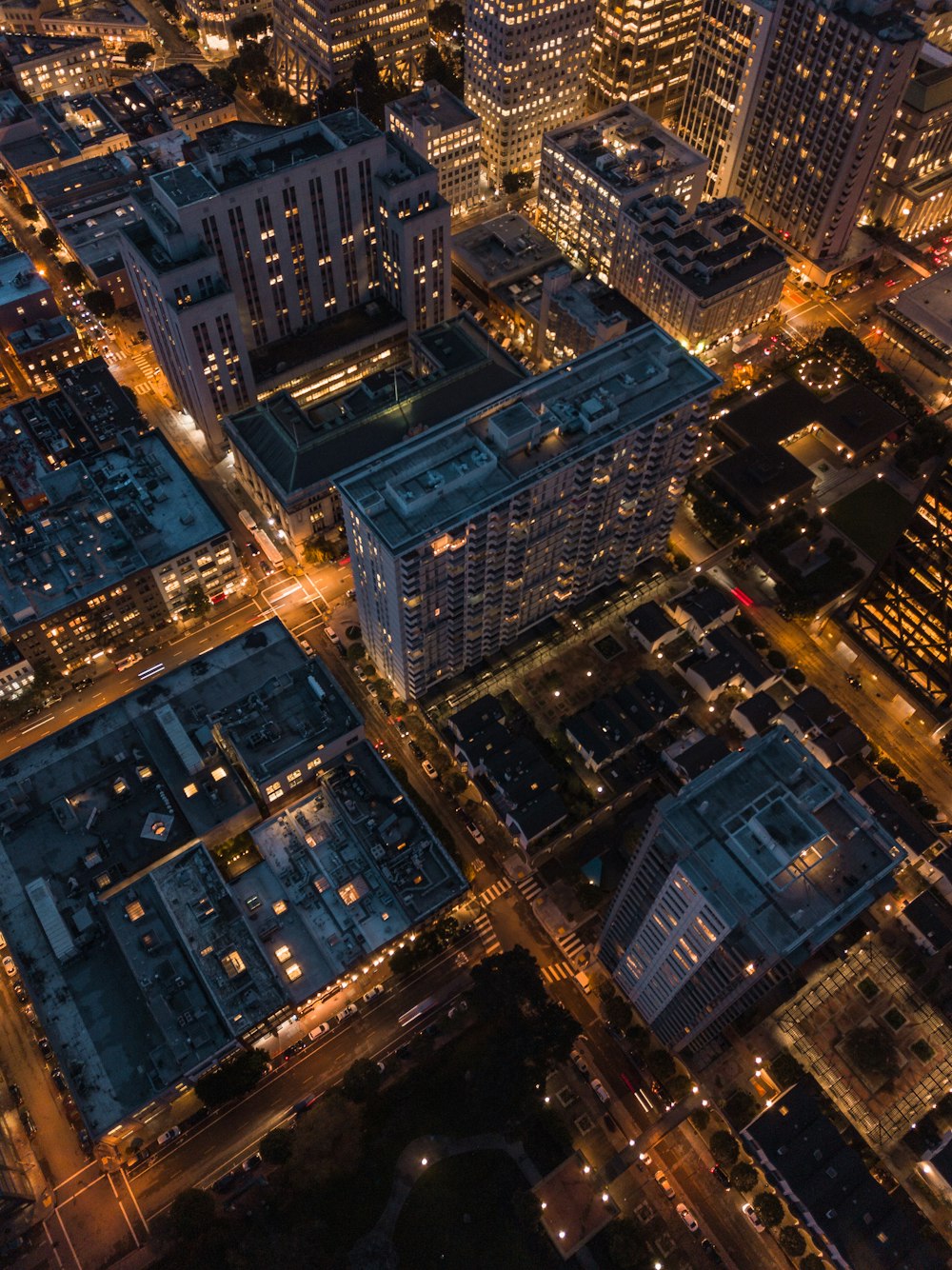 aerial photograph of city high-rise buildings