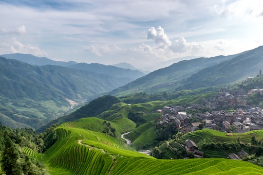 aerial view of green mountain during daytime in 龙脊梯田 China